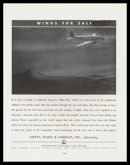 1936 Erwin, Wasey & Co. Advertising Vintage Ad - "Wings for Sale"