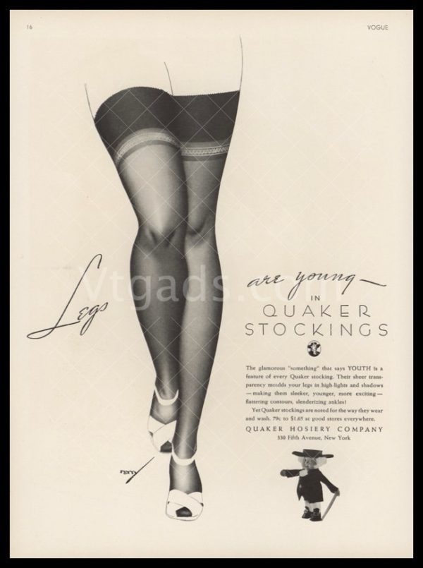 1938 Quaker Hosiery Vintage Ad - George Petty Art
