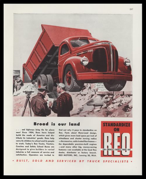 1947 Reo Motors Vintage Ad – Dump Truck Art