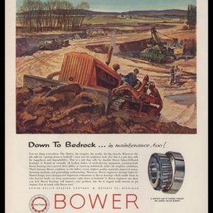1953 Bower Roller Bearings Vintage Ad - Bulldozer Art