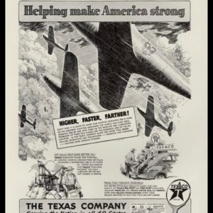 1942 Texaco Vintage Ad - Fighter Plane Art