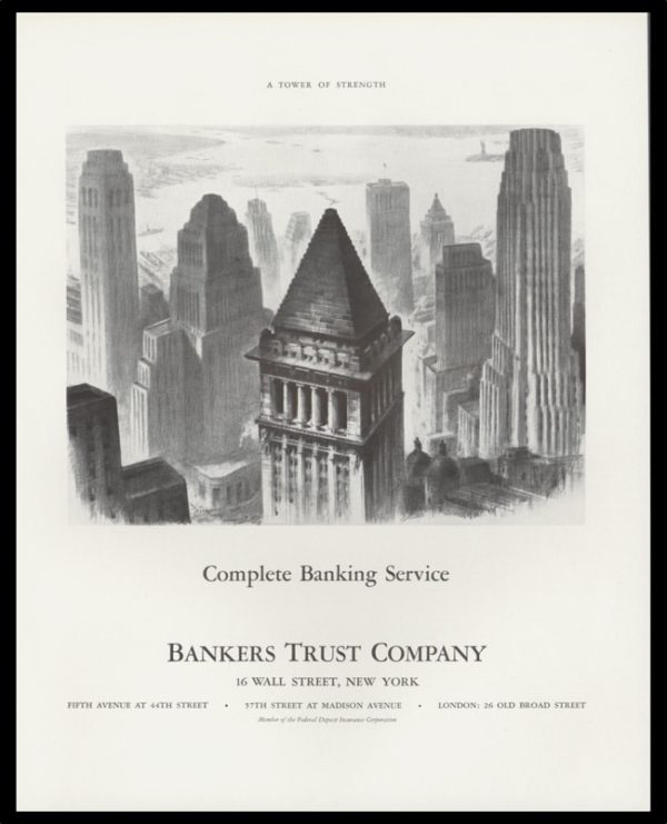 1938 Bankers Trust Company Vintage Ad - NY Harbor