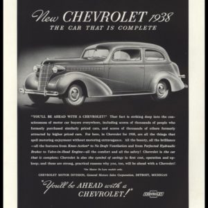 1938 Chevrolet Vintage Ad - Master De Luxe 2 Dr Sedan