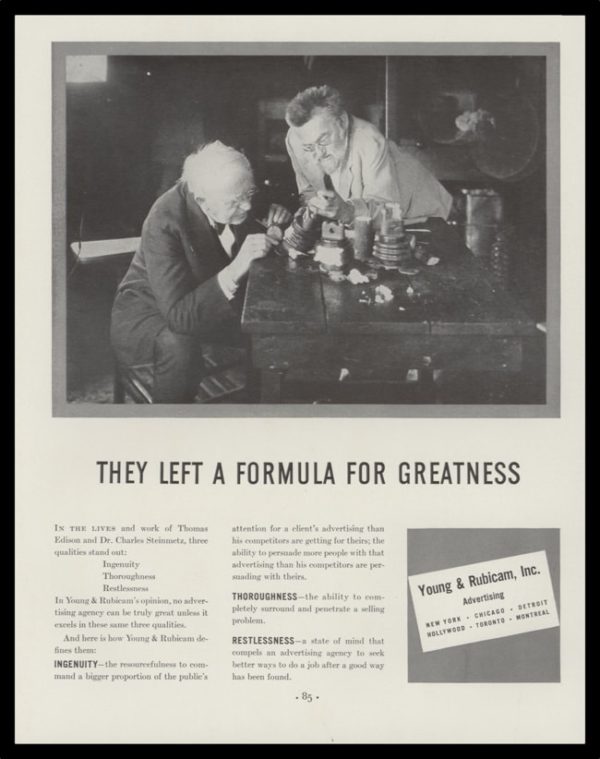1938 Young & Rubicam Advertising Vintage Ad - Thomas Edison