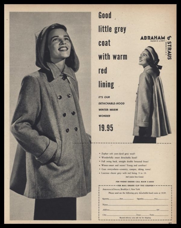 1947 Abraham & Straus Vintage Ad | Ladies Winter Coat