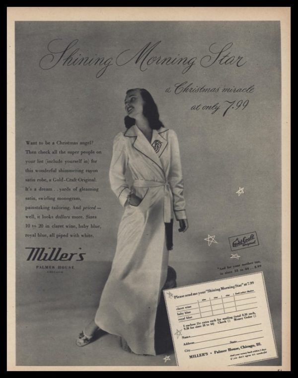 1947 Gold-Craft Original Robe from Miller's of Chicago Vintage Ad -