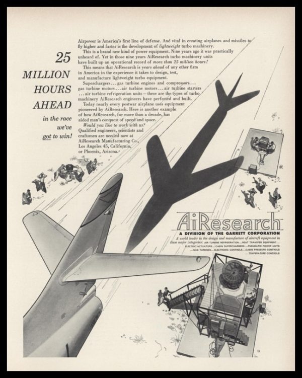 1953 AiResearch MFG Co. Vintage Ad | Aviation Art