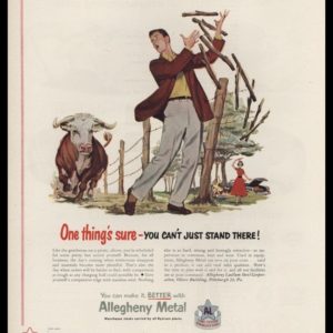 1953 Allegheny Metal Vintage Ad | Charging Bull Art