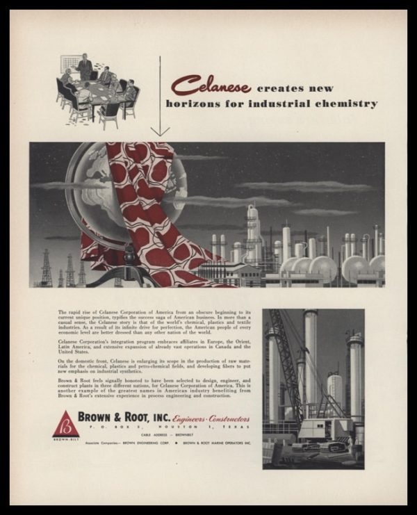 1953 Brown & Root Vintage Ad - Globe Art