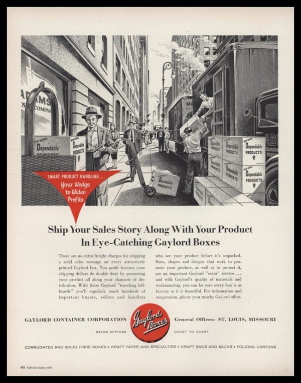 1953 Gaylord Boxes Vintage Ad | Gene Jarvis Art