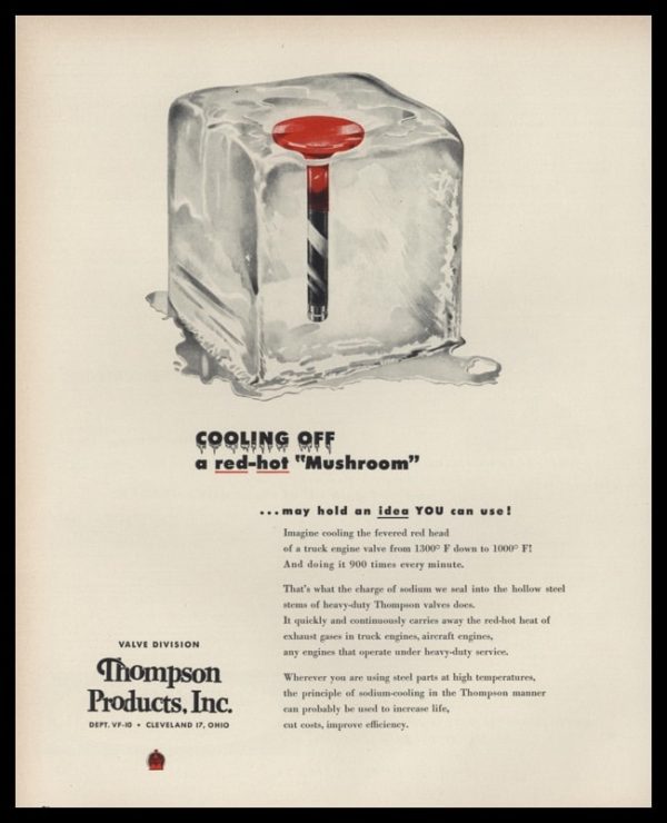 1953 Thompson Products Vintage Ad | Red-Hot Valve