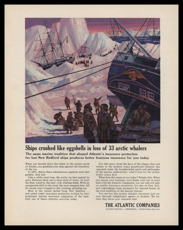 1965 The Atlantic Companies Vintage Ad - Whaling Disaster