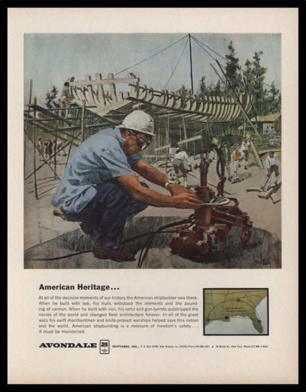1965 Avondale Shipyards Vintage Ad - Shipbuilder Art