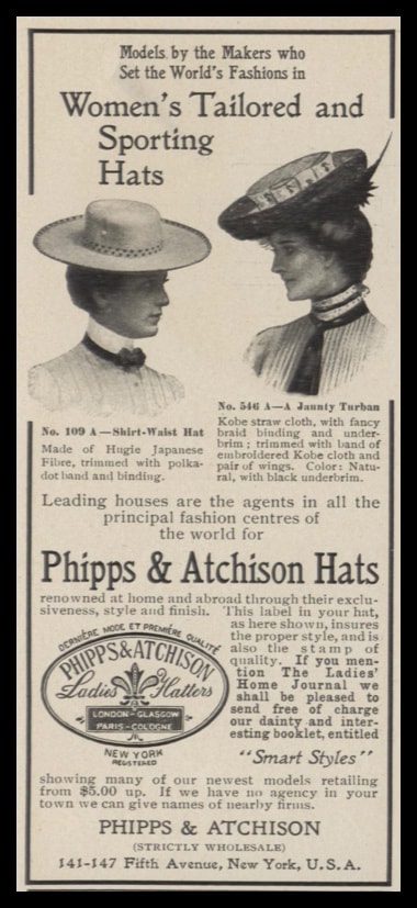 1902 Phipps & Aitchison Hats Vintage Ad - Shirt-Waist & Jaunty Turban Styles