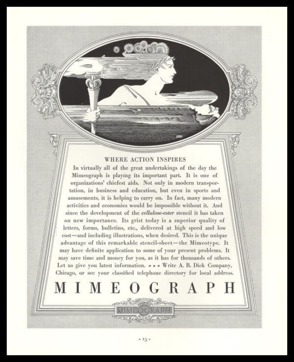1935 A.B. Dick Mimeograph Vintage Ad | Torchbearer Art