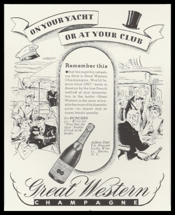 1935 Ad Great Western Champagne | Club-Afterdeck Art