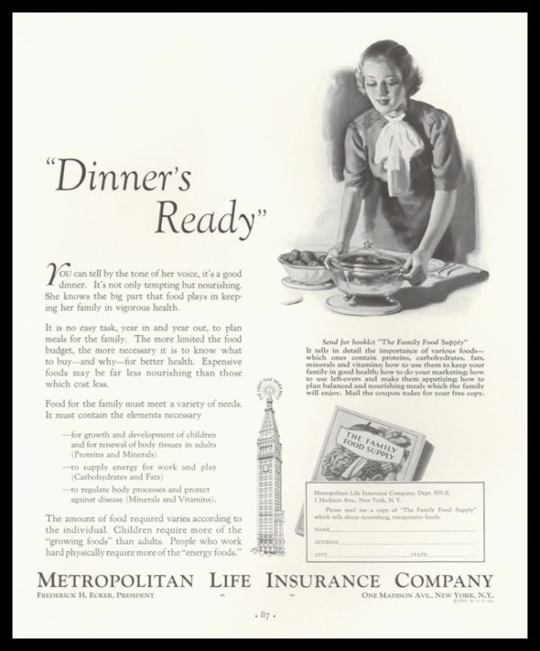 1935 Met Life Insurance Vintage Ad | Dinner's Ready