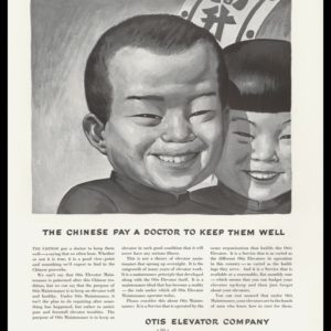 1935 Otis Elevator Vintage Print Ad - Chinese Children Art Illustration