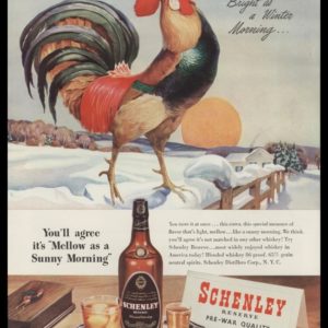 1946 Schenley Reserve Vintage Ad | Rooster Art