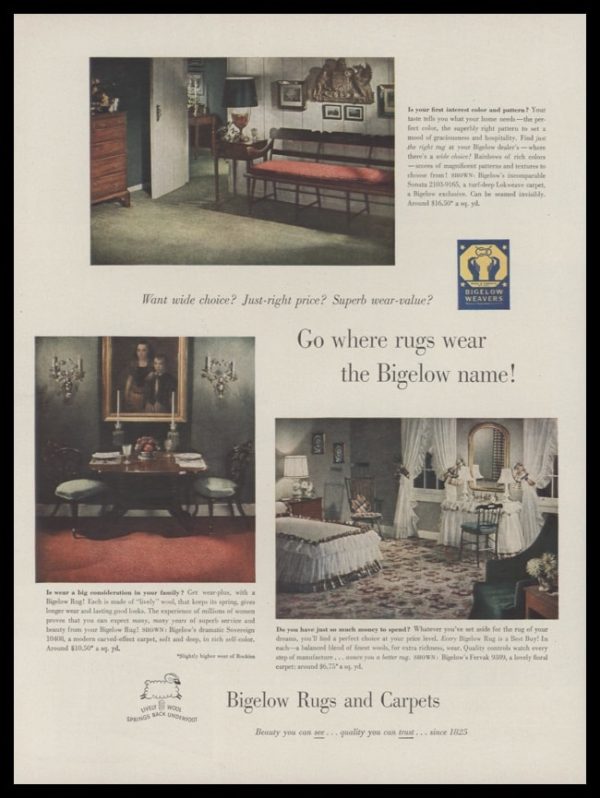 1948 Bigelow Rugs & Carpets Vintage Ad
