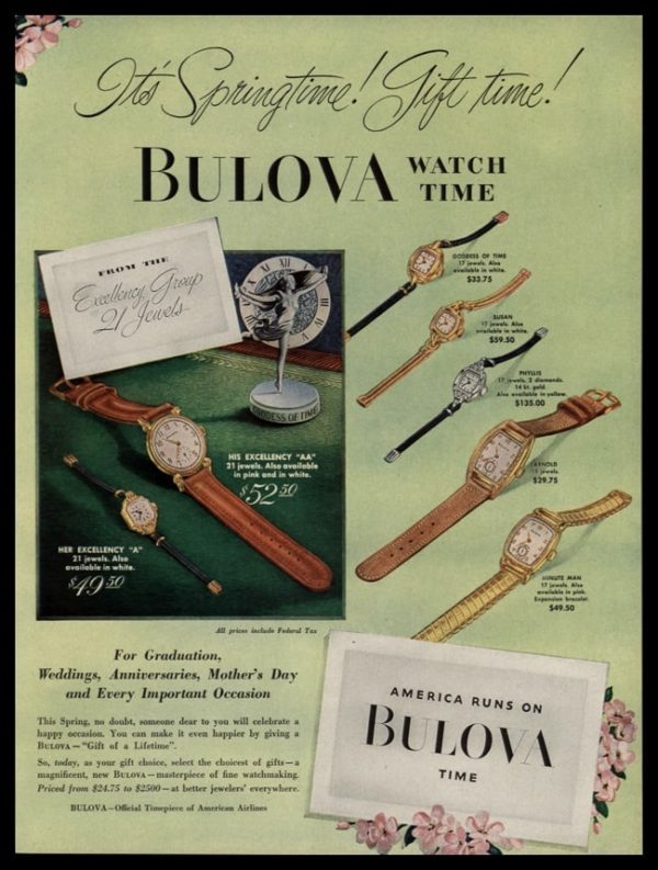 1948 Bulova Watches Vintage Ad - His & Her Excellency Line