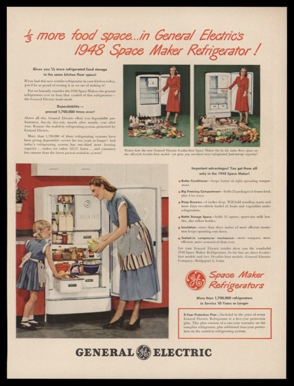1948 GE Refrigerators Vintage Ad | Space Maker