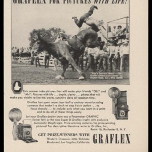 1948 Graflex Cameras Vintage Ad | Bronc Rider