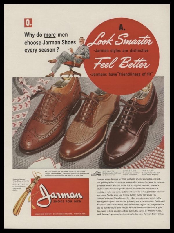 1948 Jarman Shoes Vintage Ad | Million-Aires Line
