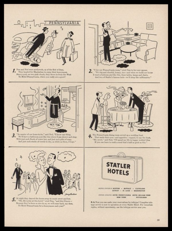 1946 Statler Hotels Vintage Ad | Hotel Pennsylvania