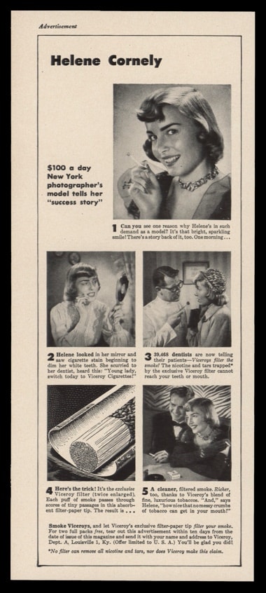 1948 Viceroy Cigarettes Vintage Ad | Helene Cornely