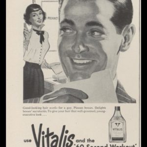 1948 Vitalis Hair Dressing Vintage Print Ad - "Hello Handsome"