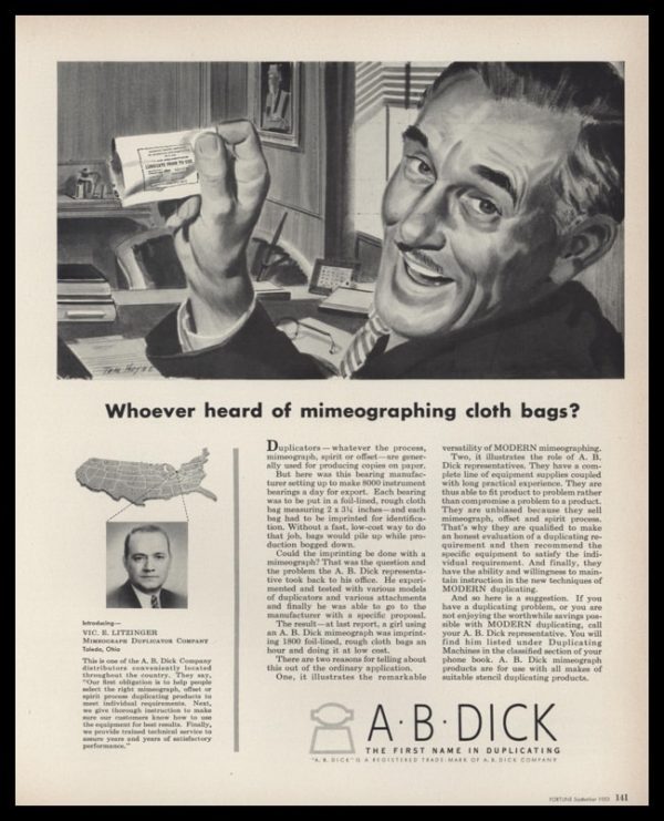 1953 A. B. Dick Mimeograph Vintage Ad | Tom Hoyne Art