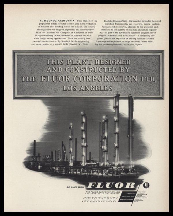1953 Fluor Corporation Vintage Ad | El Segundo Plant