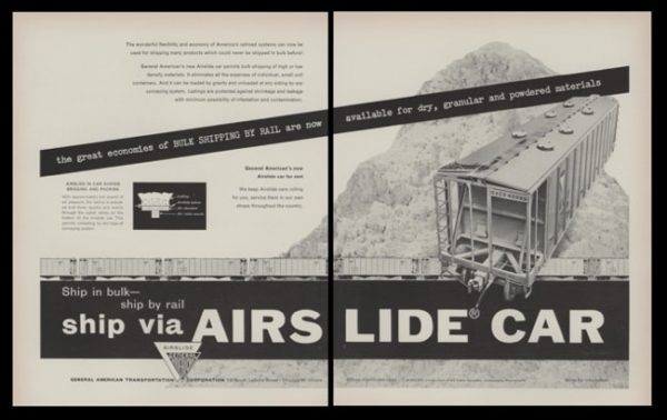 1953 GATX Airslide Railroad Cars 2-Page Vintage Ad