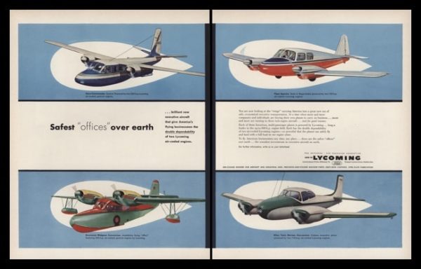 1953 Lycoming Vintage Ad | Twin Engine Prop Planes