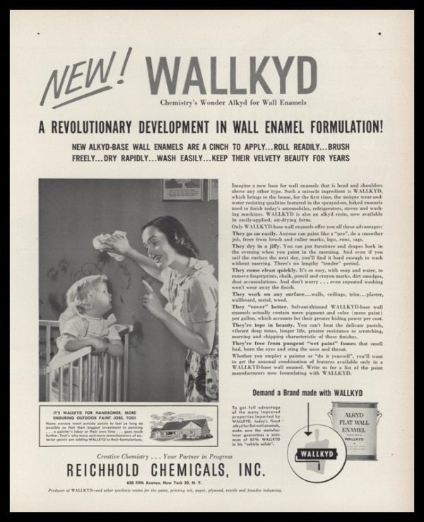 1953 Wallkyd Enamel Paint Vintage Ad | Toddler
