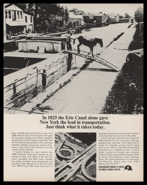 1965 NY State Dept. of Commerce Vintage Ad | Erie Canal