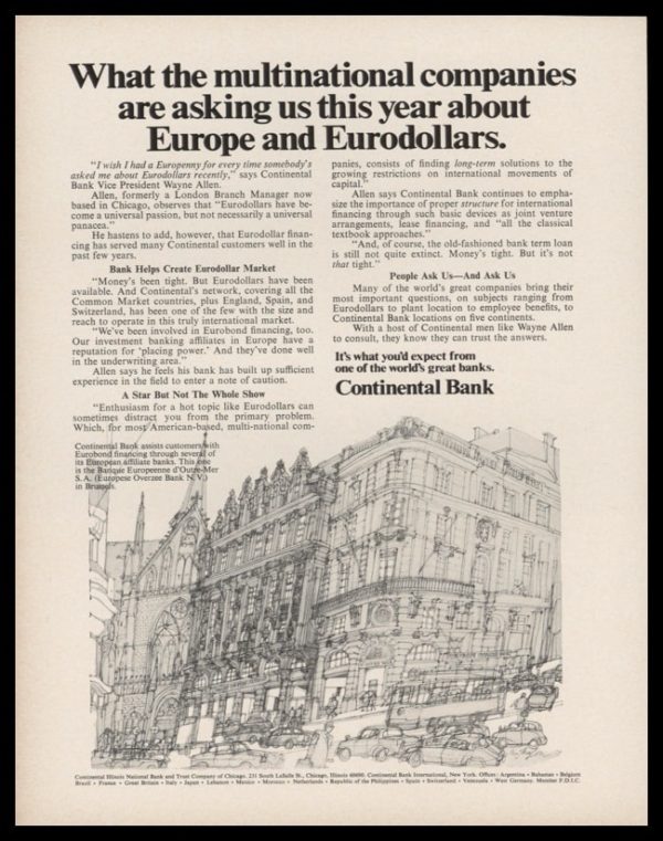 1969 Continental Bank Vintage Ad | Brussels