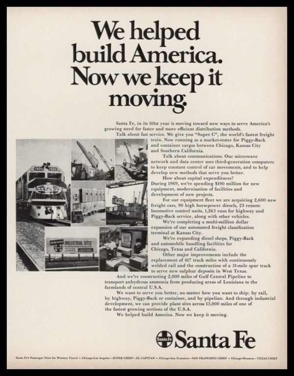 1969 Santa Fe Railroad Vintage Ad