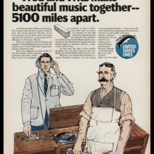 1969 United States Lines Vintage Ad | Console Stereo