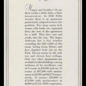 1928 Vintage Ad 1060 Fifth Ave Apartments NYC