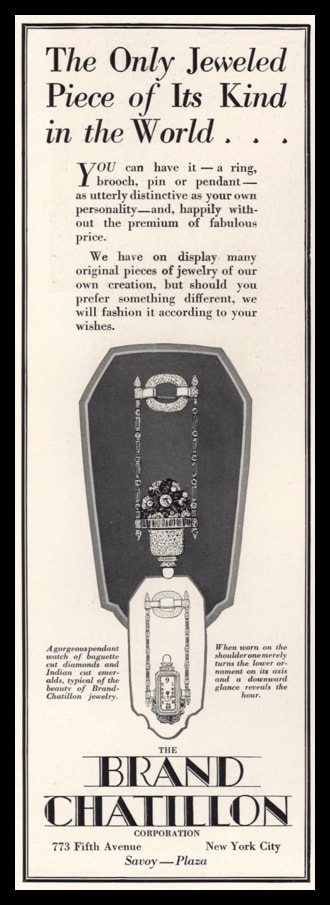 1928 Brand Chitillon Vintage Ad | Pendant Watch