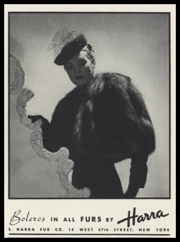 1938 S. Harra Fur Co. Vintage Ad | Fur Bolero