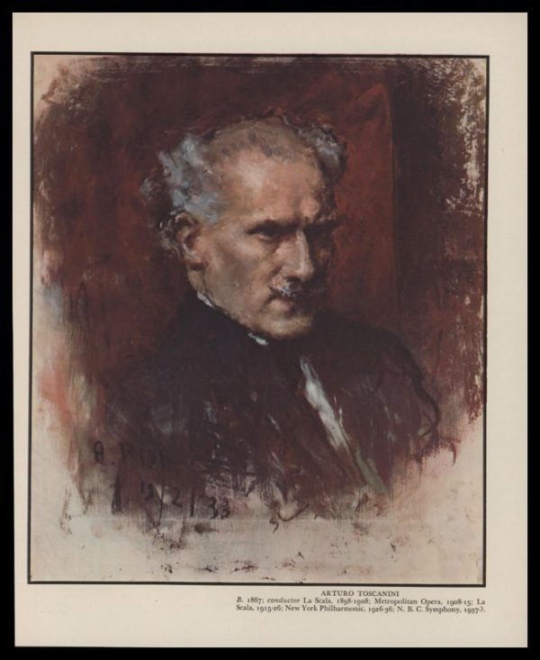 1938 Vintage Print Arturo Toscanini Portrait by Arturo Rietti