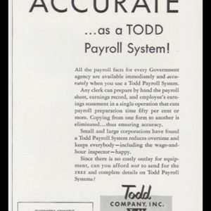 1947 Todd Payroll System Vintage Ad | Lady Sharpshooter