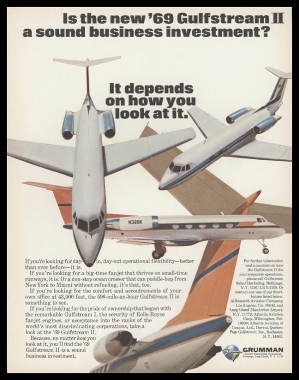 1969 Grumman Gulfstream II Vintage Ad