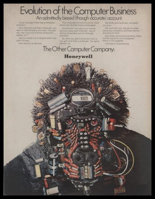 1969 Honeywell Computers Vintage Ad - Electronic Parts Gorilla Sculpture
