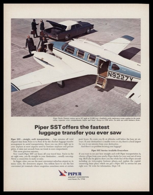 1969 Piper Aircraft Corp. Vintage Ad | Turbo Navajo SST