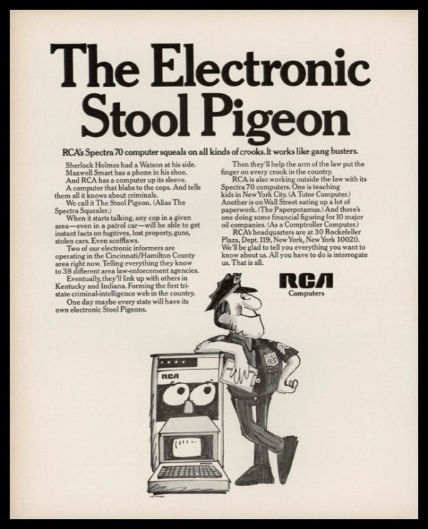 1969 Ad RCA Spectra 70 Computer | Electronic Stool Pigeon