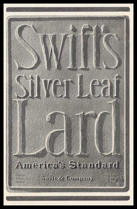 1902 Swift's SilverLeaf Lard Vintage Print Ad